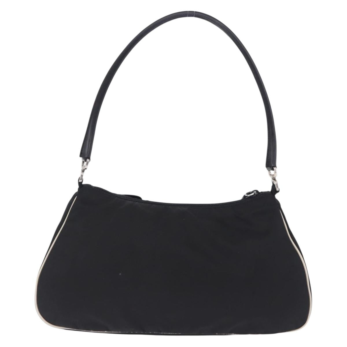 PRADA Shoulder Bag Nylon Black Silver Auth 202952V