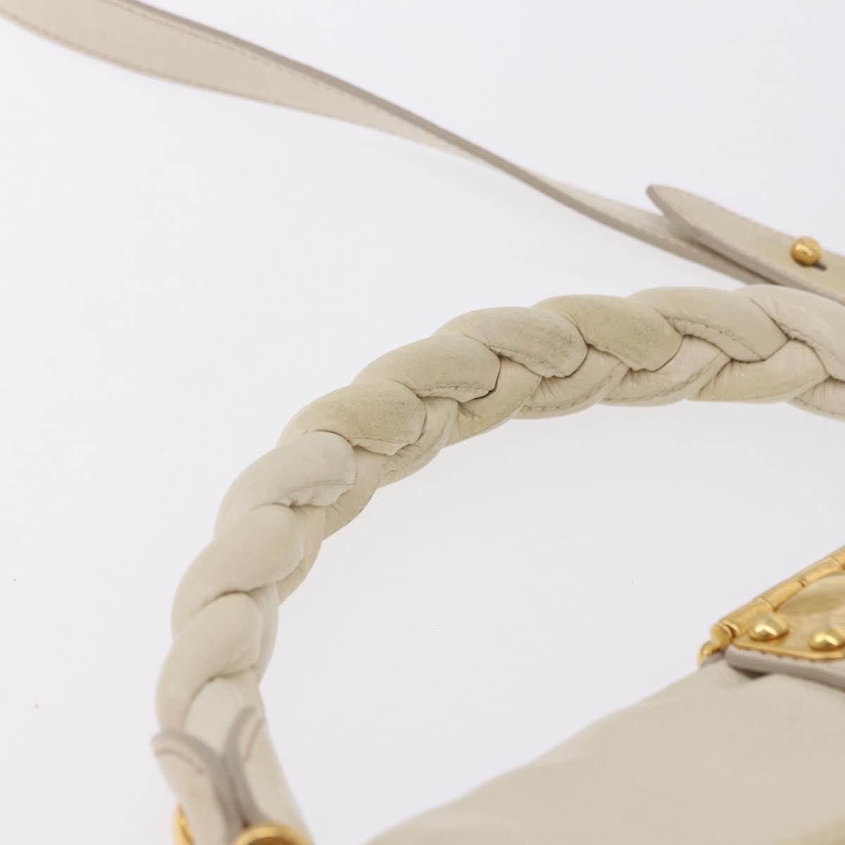 Miu Miu Matelasse Shoulder Bag Leather 2way White Gold Auth 202953V