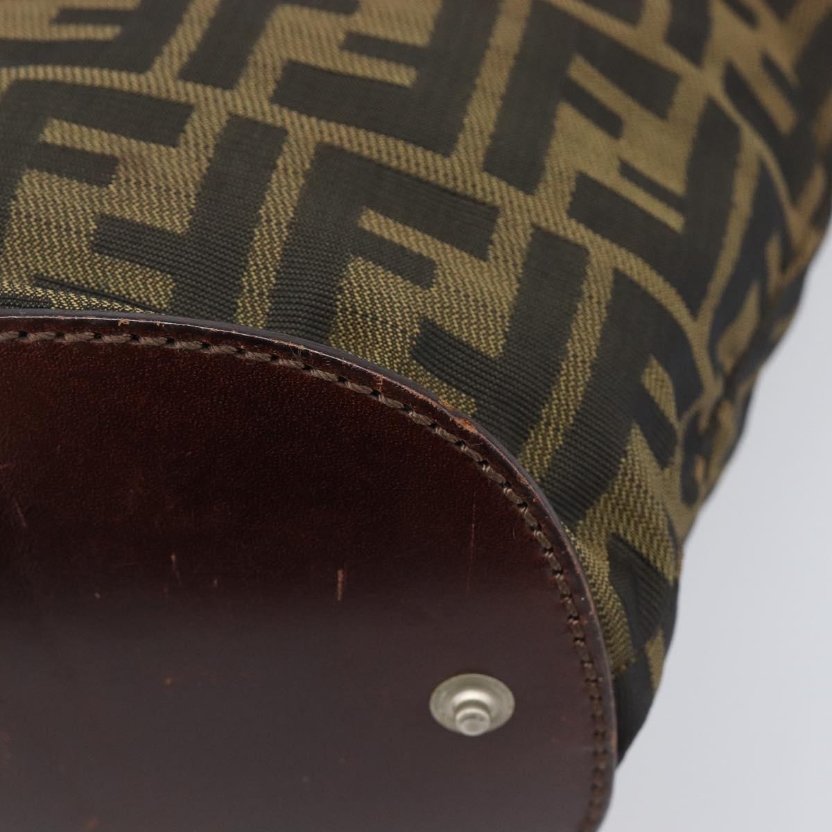 FENDI Zucca Canvas Hand Bag Black Brown Auth 202954