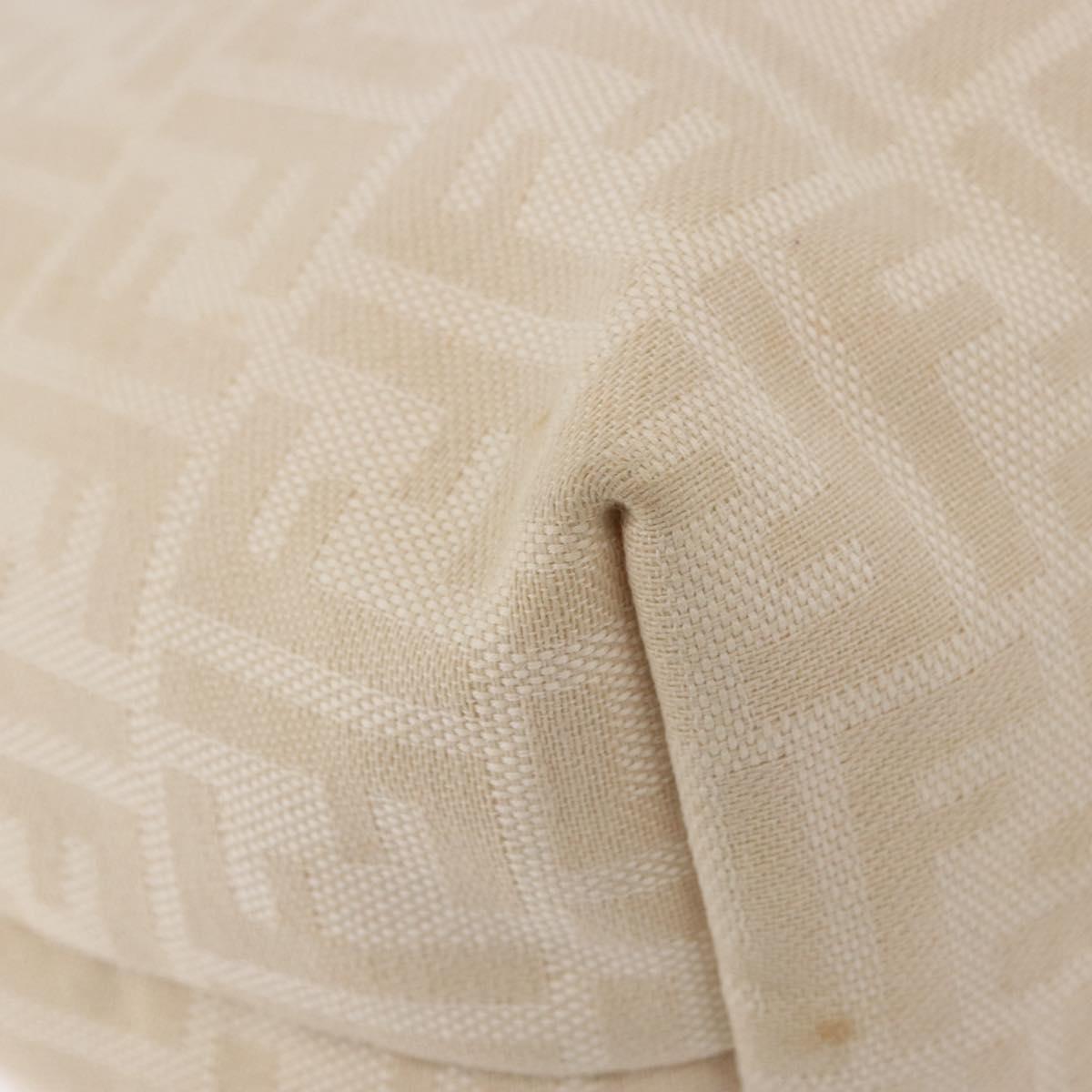 FENDI Zucca Canvas Tote Bag Ivory Silver Auth 202955