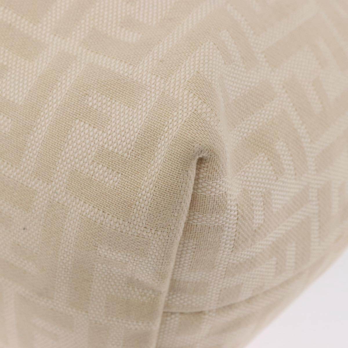 FENDI Zucca Canvas Tote Bag Ivory Silver Auth 202955