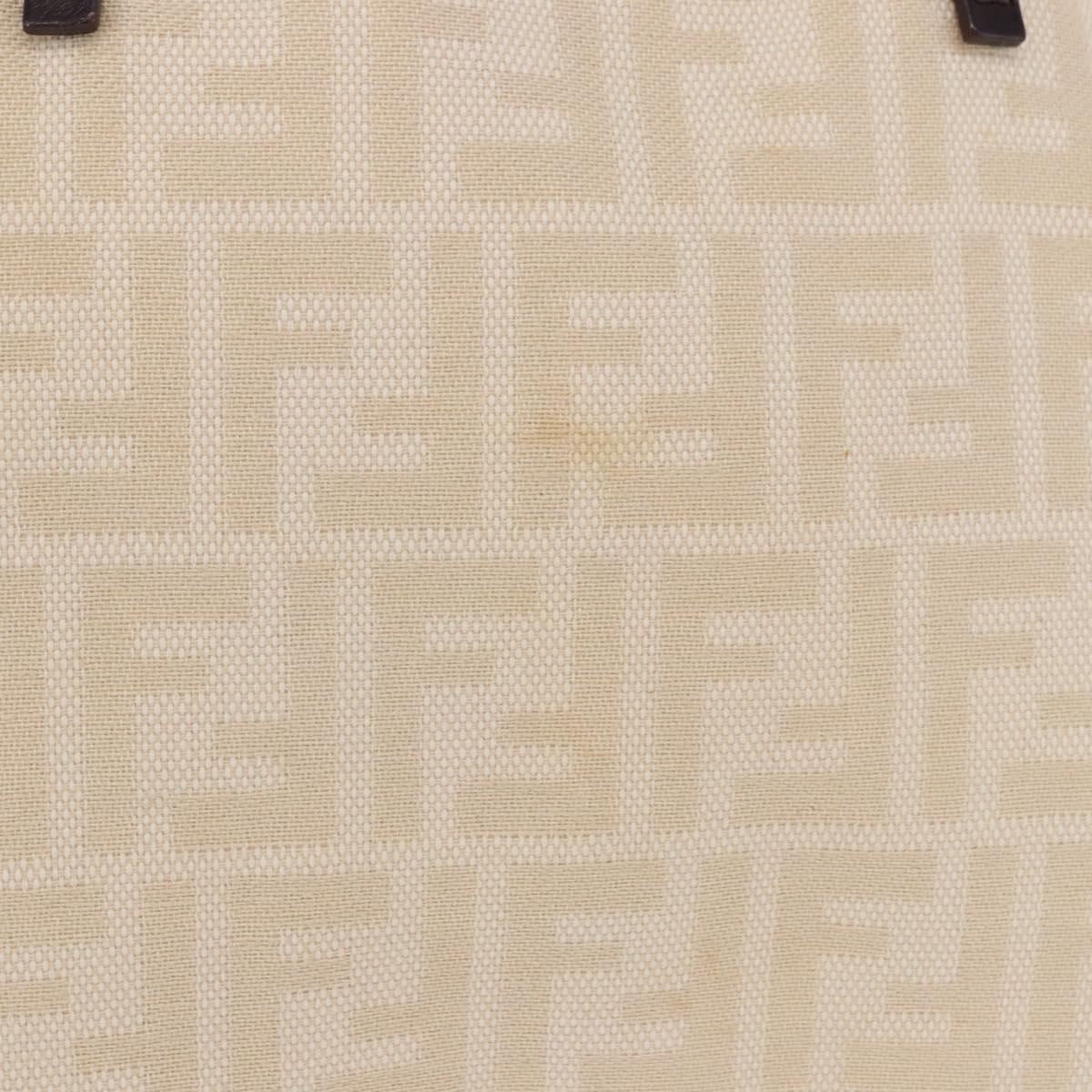 FENDI Zucca Canvas Tote Bag Ivory Silver Auth 202955