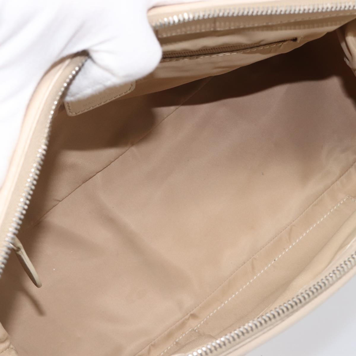 Christian Dior Trotter Canvas Romantic Hand Bag PVC Beige Silver Auth 202956