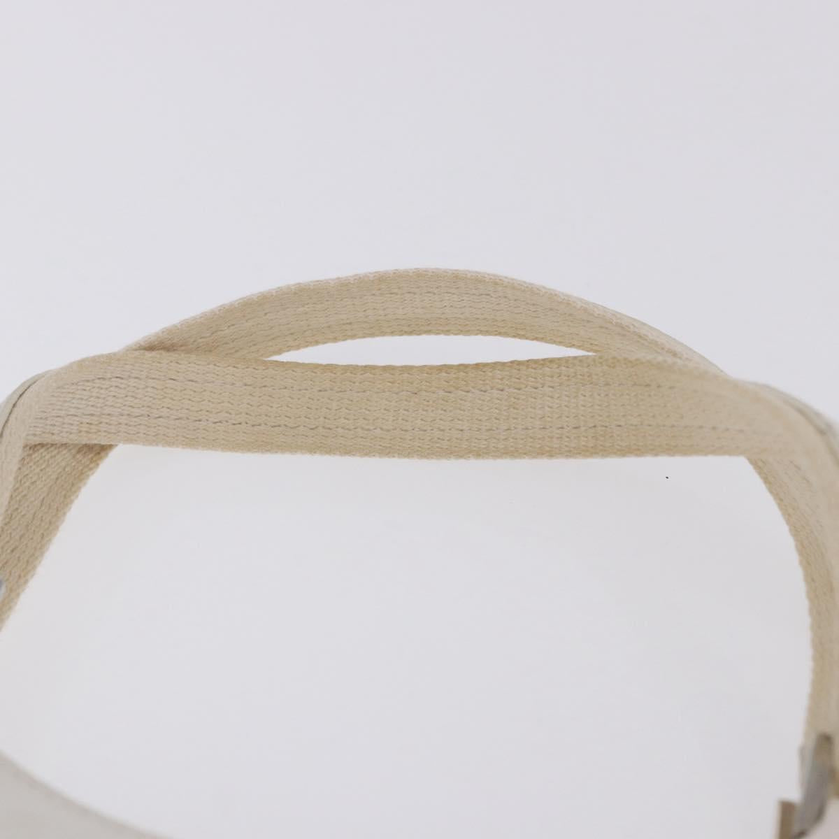 Christian Dior Trotter Canvas Hand Bag White Silver Auth 202957A