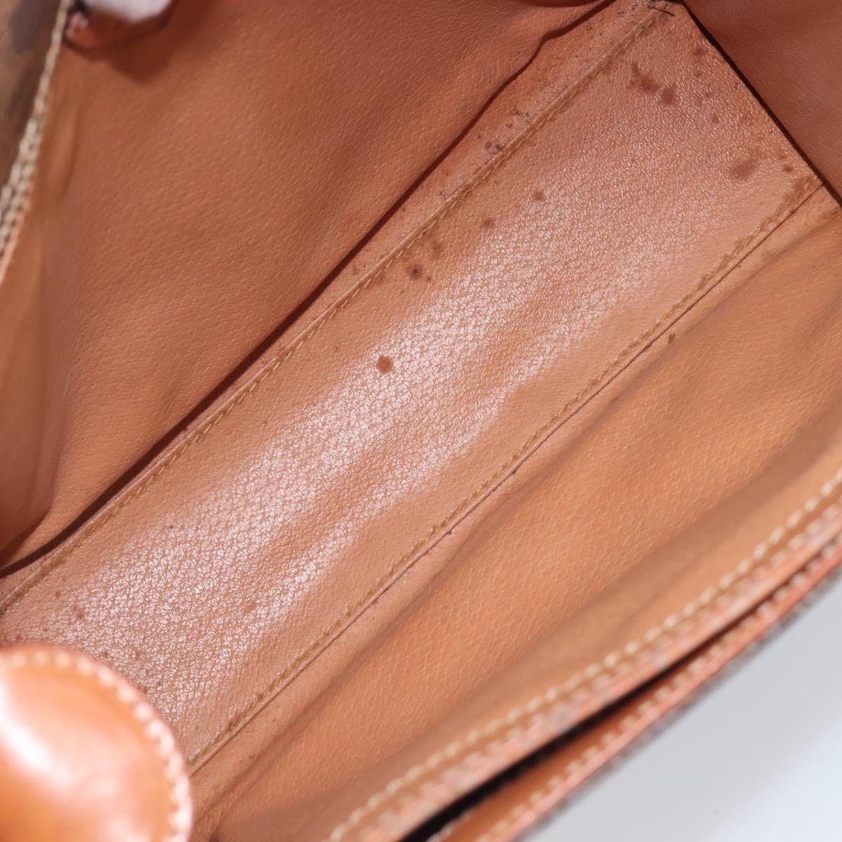 CELINE Macadam Canvas Circle Shoulder Bag PVC Leather Brown Gold Auth 202958