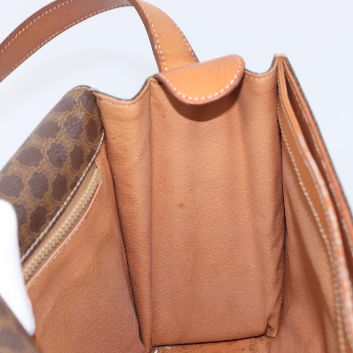 CELINE Macadam Canvas Circle Shoulder Bag PVC Leather Brown Gold Auth 202958