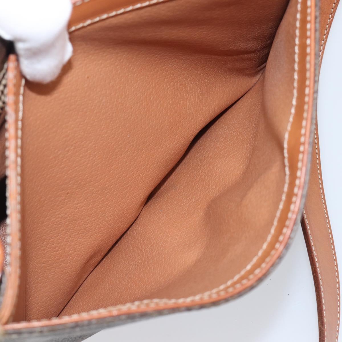 CELINE Macadam Canvas Circle Shoulder Bag PVC Leather Brown Gold Auth 202958