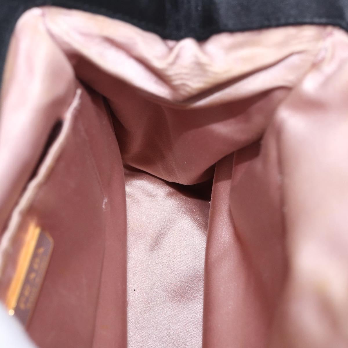 PRADA Hand Bag Satin Black Gold Auth 202959A