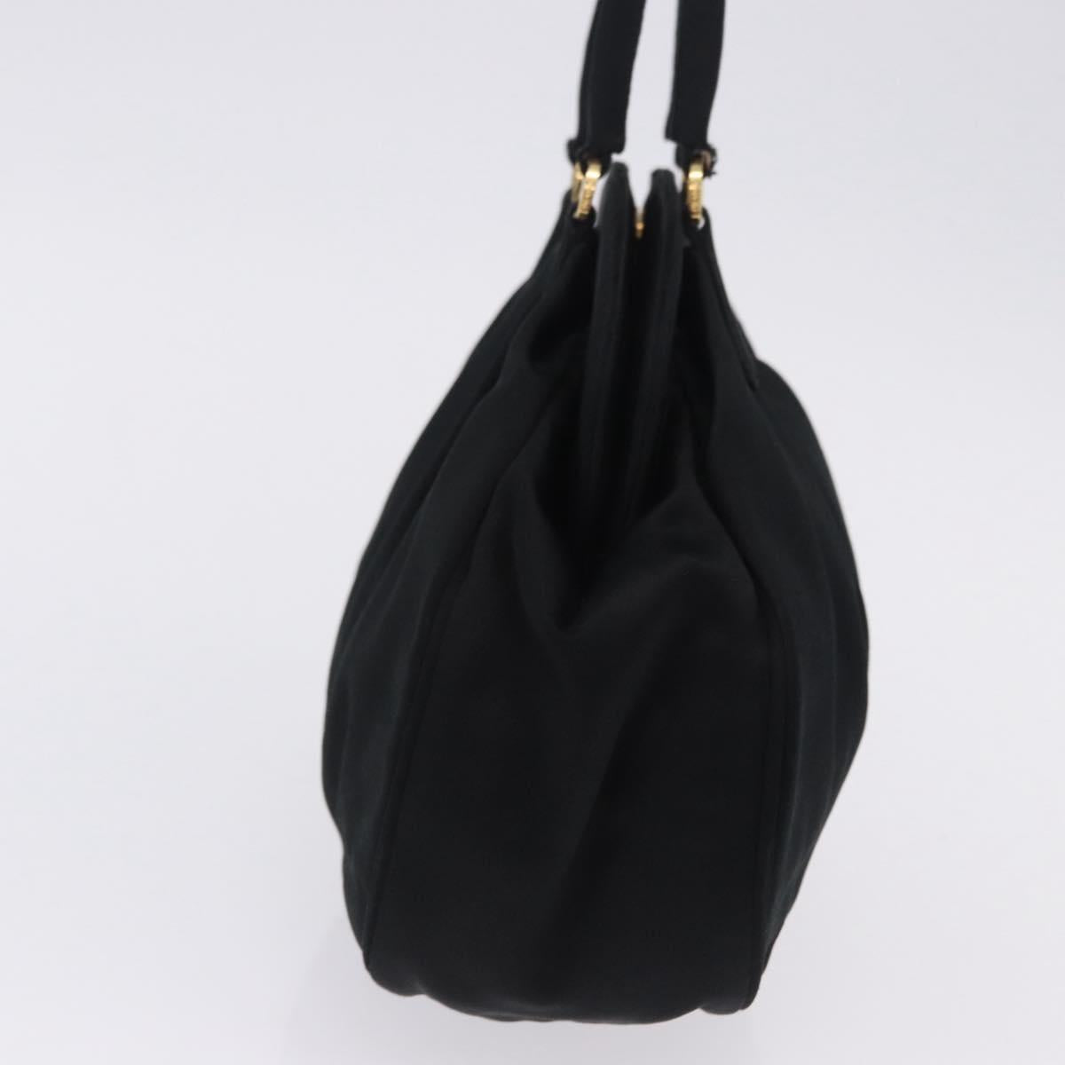 PRADA Hand Bag Satin Black Gold Auth 202959A