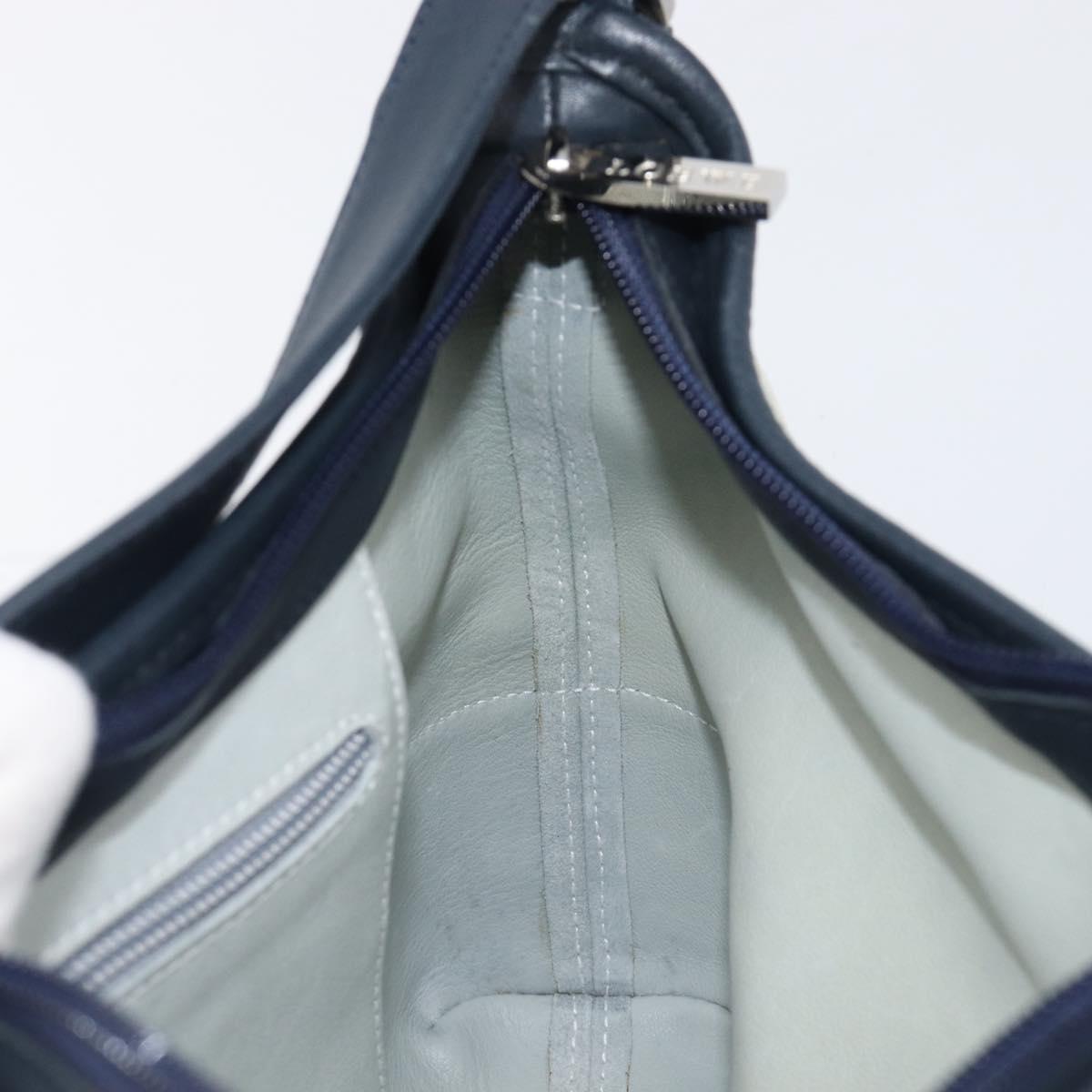 LOEWE Shoulder Bag Suede Light Blue Silver Auth 202960A