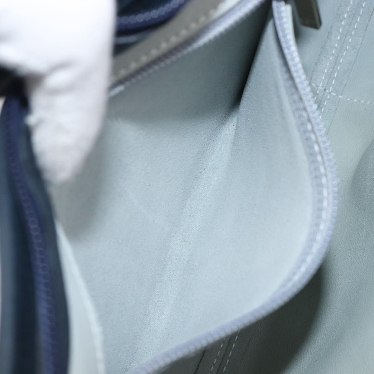 LOEWE Shoulder Bag Suede Light Blue Silver Auth 202960A