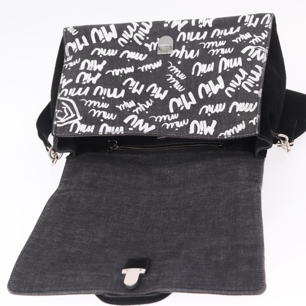 Miu Miu Shoulder Bag Denim 2way Gray Silver Auth 202961M