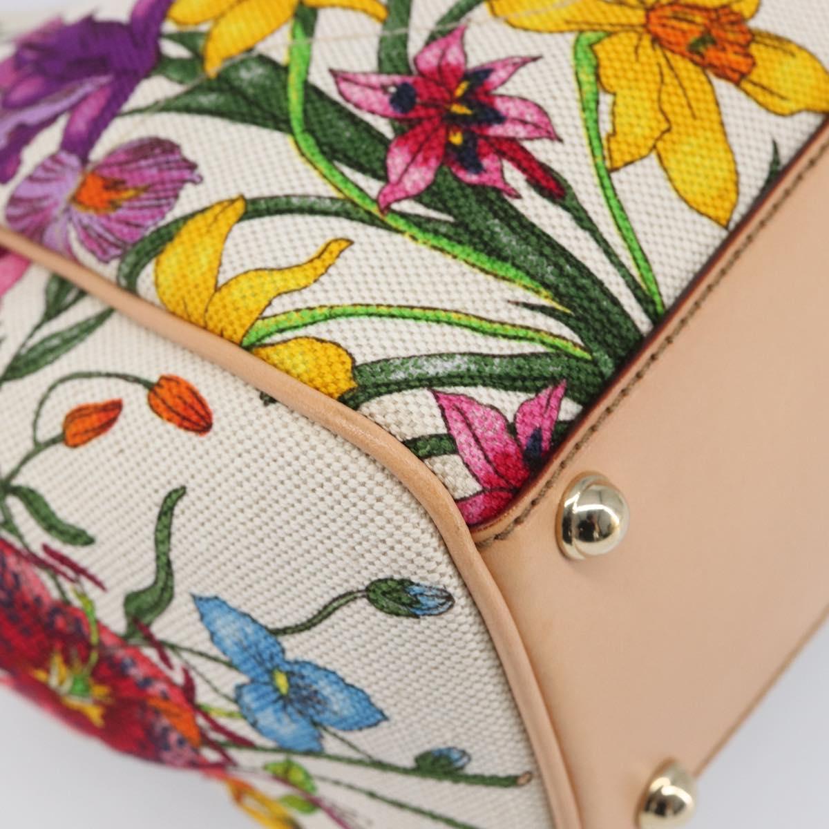 GUCCI New Jackie Flora Shoulder Bag Canvas Multicolor Gold 145819 Auth 202962V