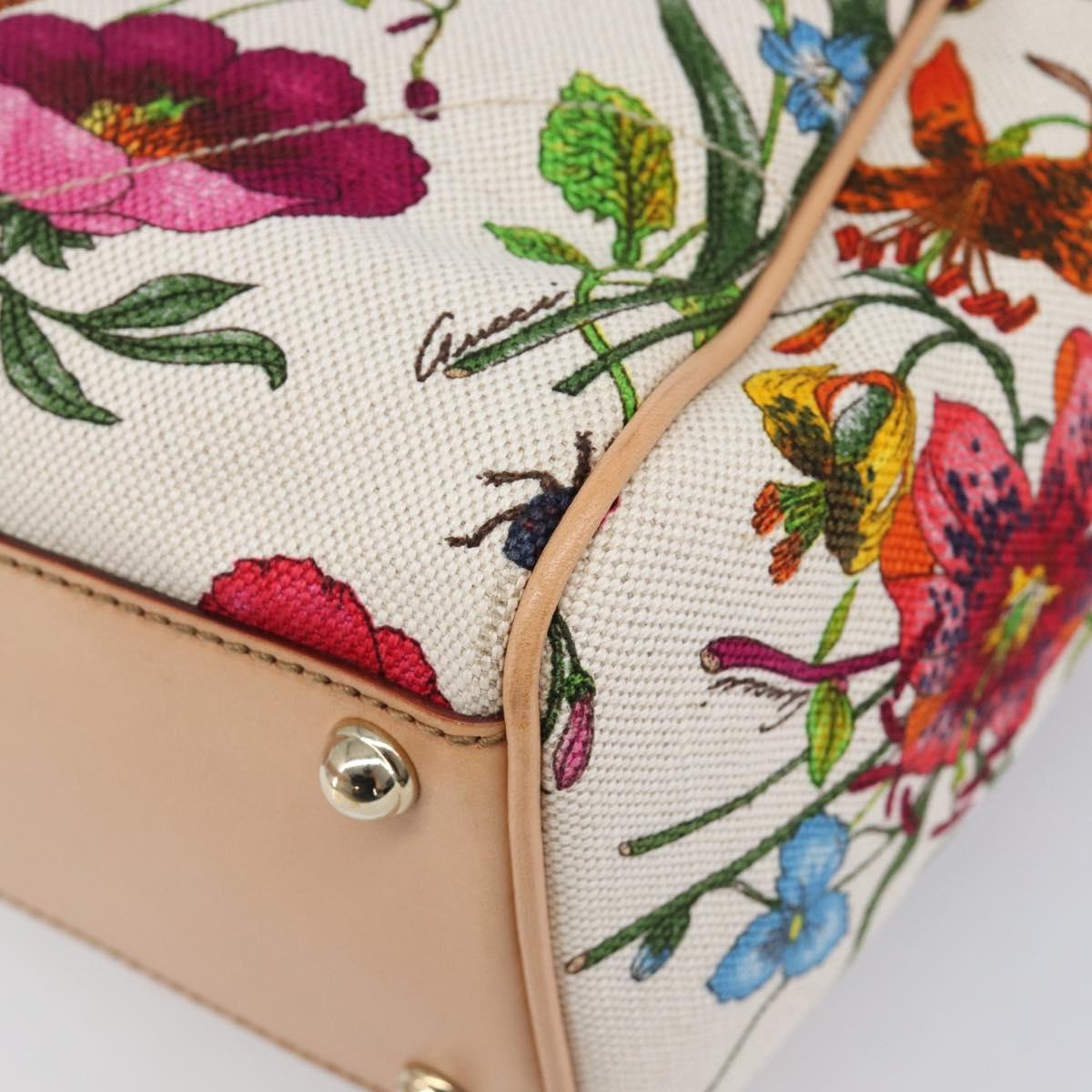 GUCCI New Jackie Flora Shoulder Bag Canvas Multicolor Gold 145819 Auth 202962V