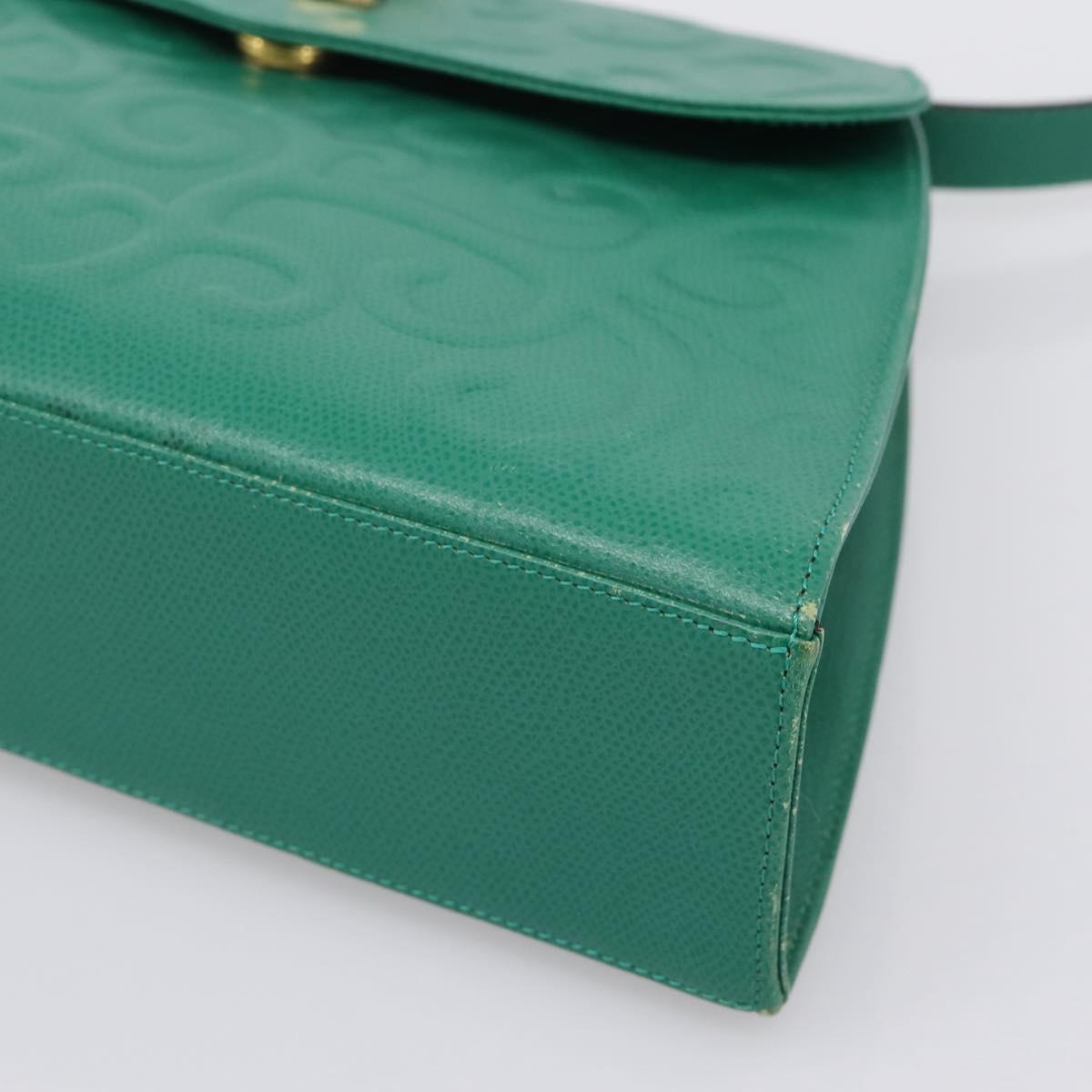 SAINT LAURENT Shoulder Bag Leather Green Gold Tone Auth 202964