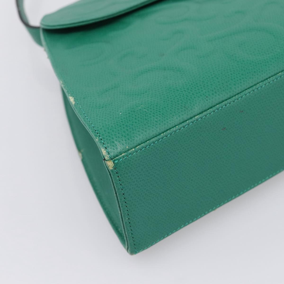 SAINT LAURENT Shoulder Bag Leather Green Gold Tone Auth 202964