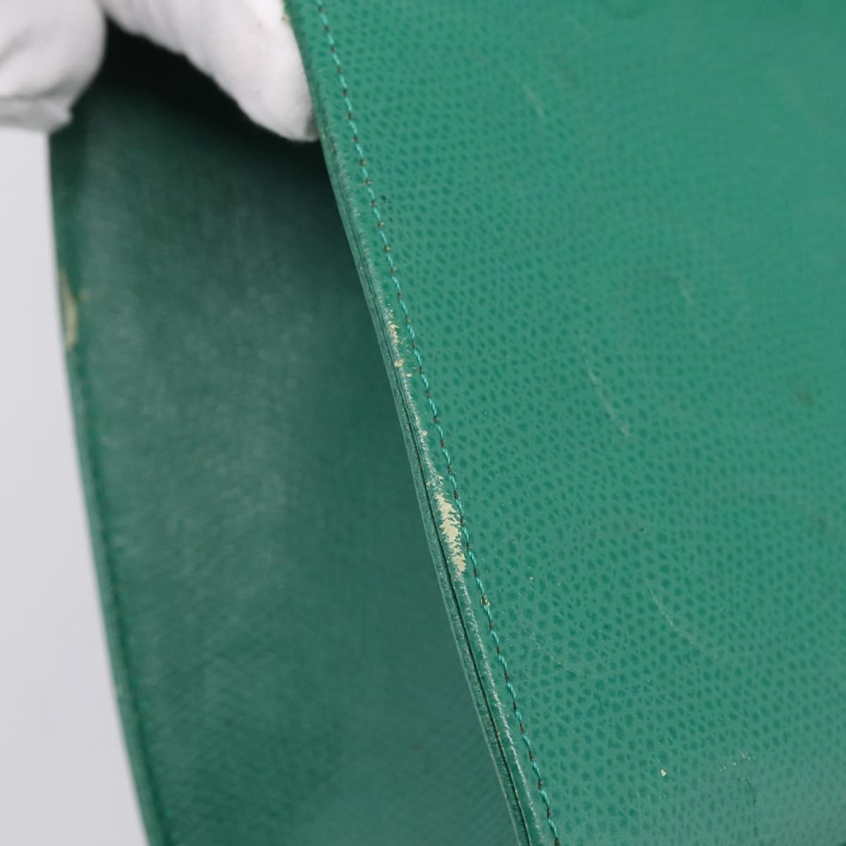 SAINT LAURENT Shoulder Bag Leather Green Gold Tone Auth 202964