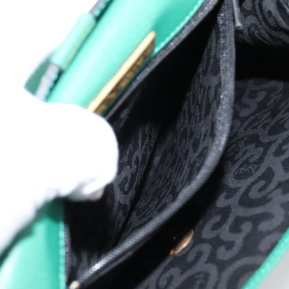 SAINT LAURENT Shoulder Bag Leather Green Gold Tone Auth 202964