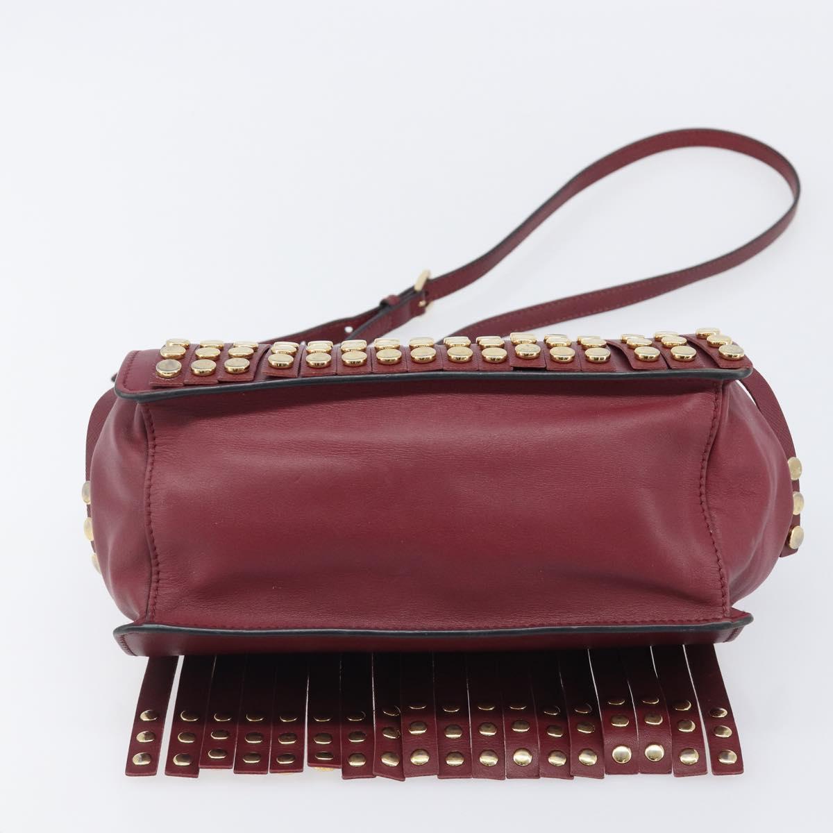 PRADA Shoulder Bag Safiano Leather Bordeaux Gold Auth 202965V