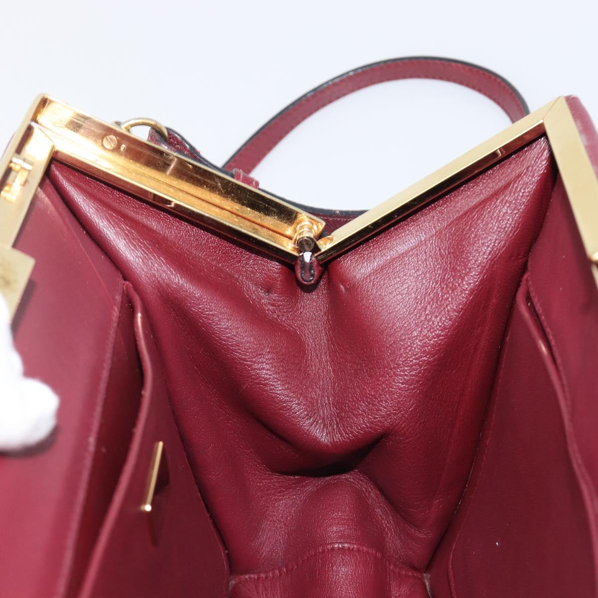 PRADA Shoulder Bag Safiano Leather Bordeaux Gold Auth 202965V