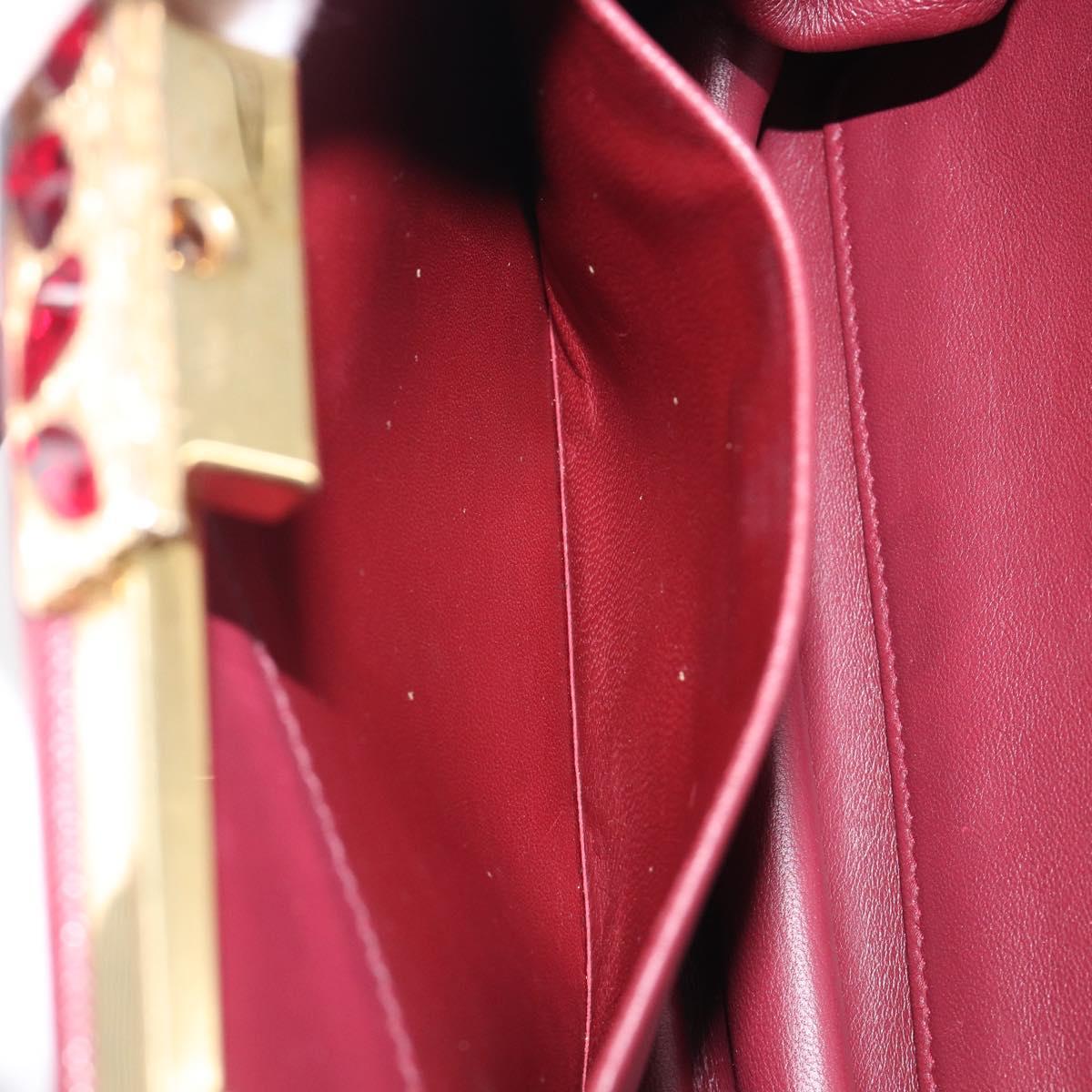 PRADA Shoulder Bag Safiano Leather Bordeaux Gold Auth 202965V