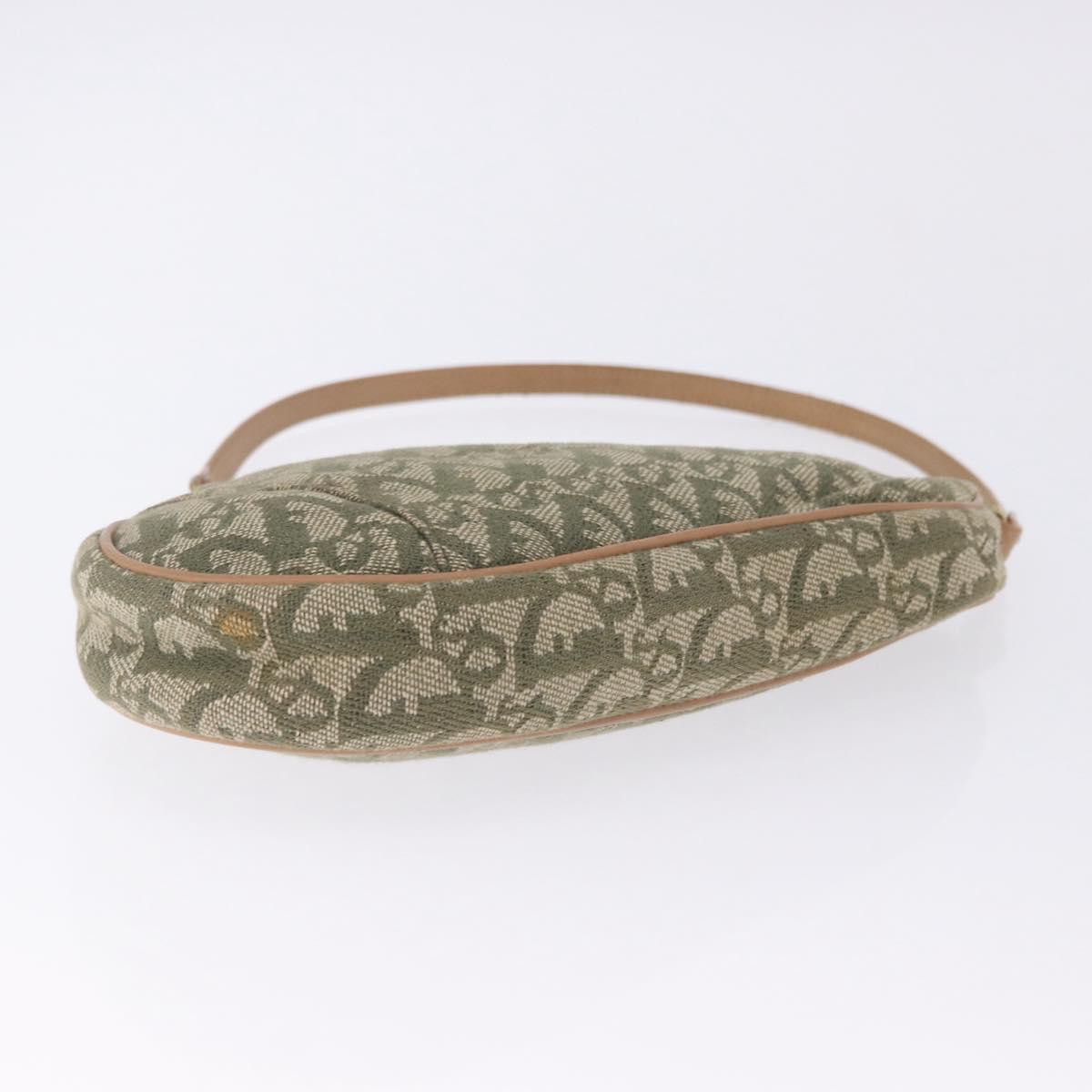 Christian Dior Trotter Canvas Saddle Accessory Pouch Khaki Gold Auth 202969