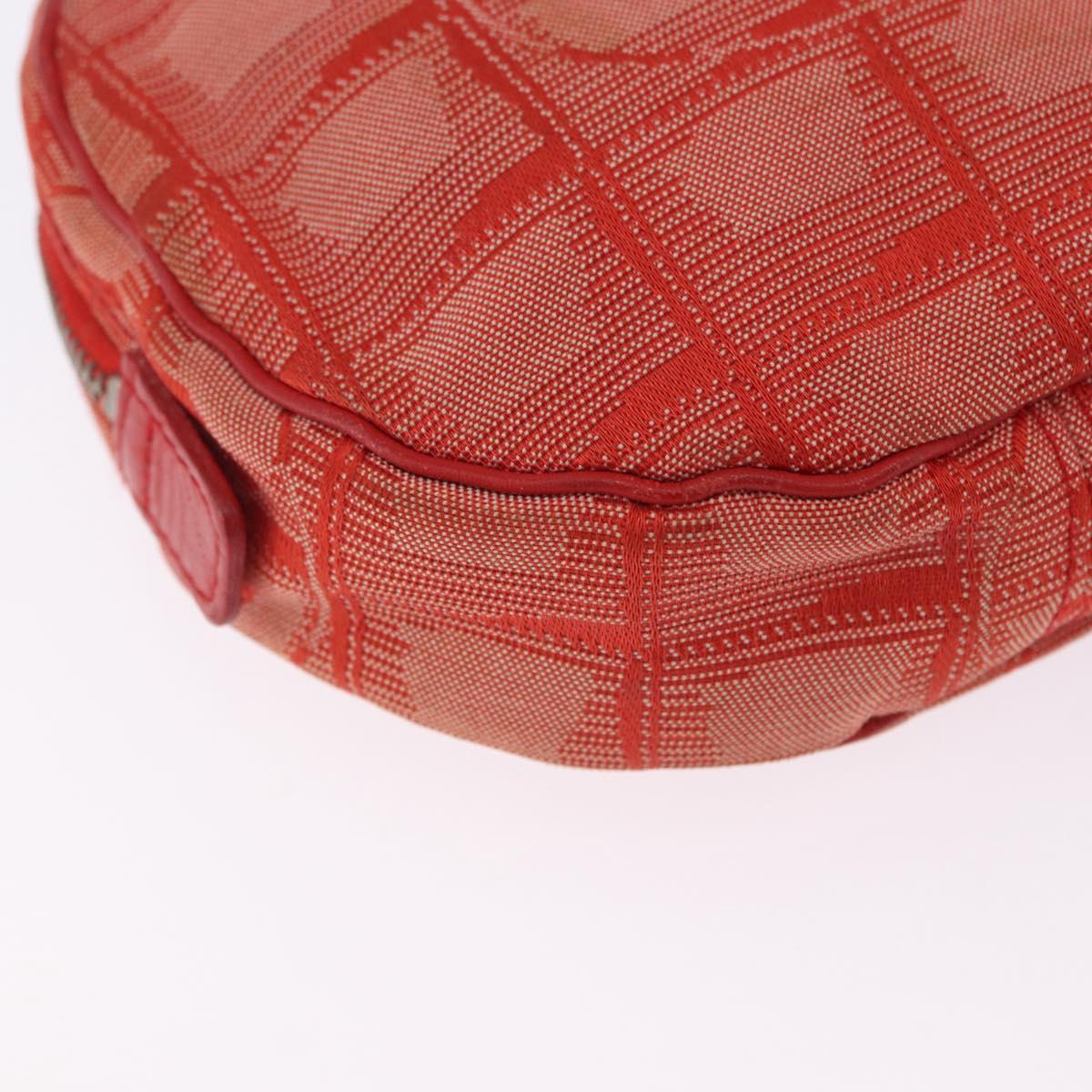 CHANEL New Travel Line Pouch Canvas Red Silver CC Auth 202970
