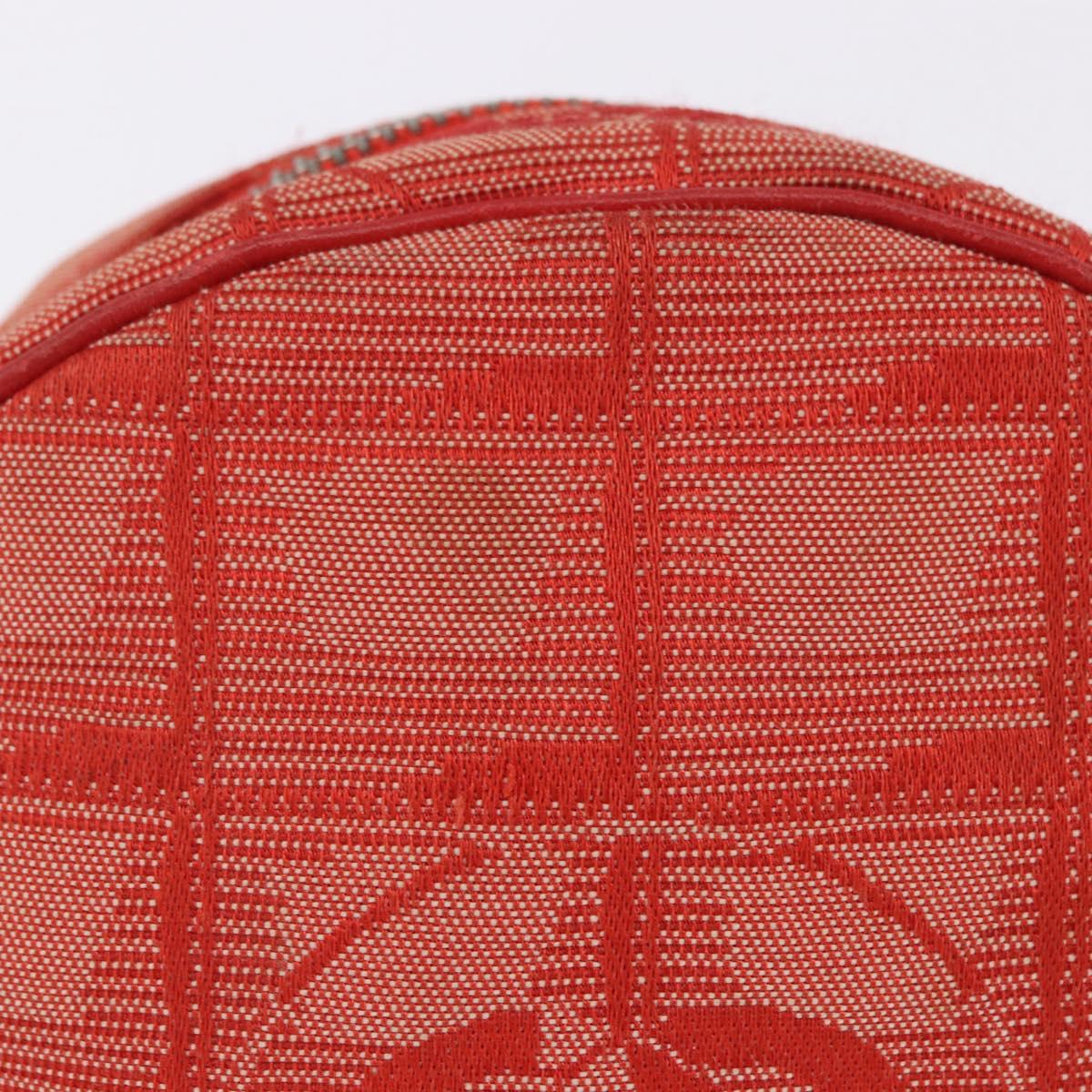 CHANEL New Travel Line Pouch Canvas Red Silver CC Auth 202970