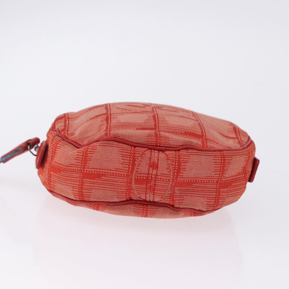 CHANEL New Travel Line Pouch Canvas Red Silver CC Auth 202970