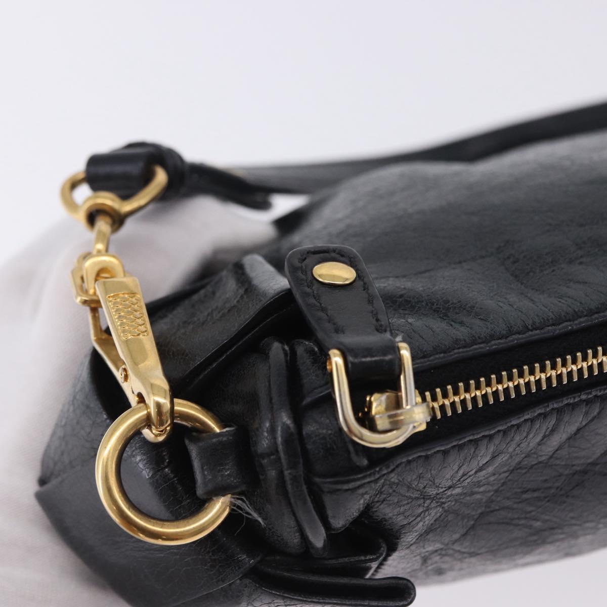 Miu Miu Shoulder Bag Vitellolux Black Gold Auth 202971V