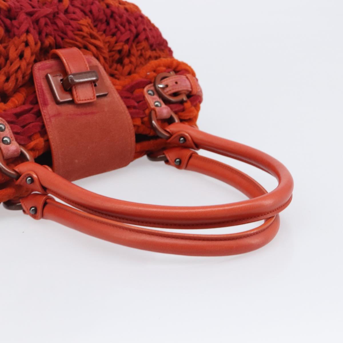 Salvatore Ferragamo Gancini Hand Bag Knitted Fabrics Red Silver Auth 202979V