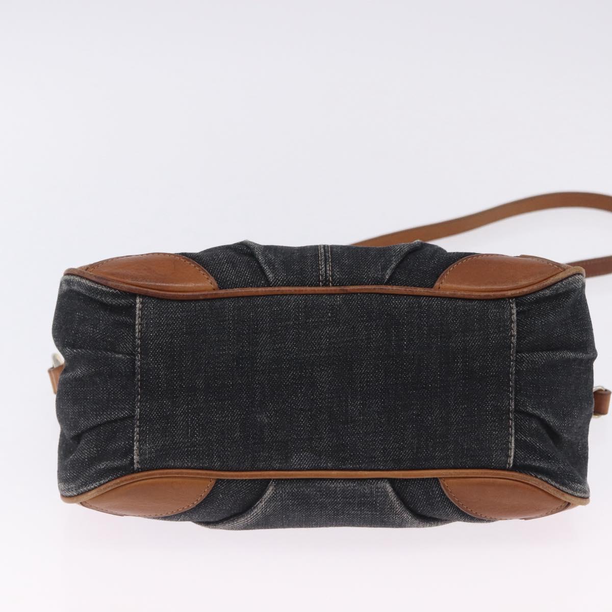 BURBERRY Blue Label Shoulder Bag Denim Navy Gold Auth 202980