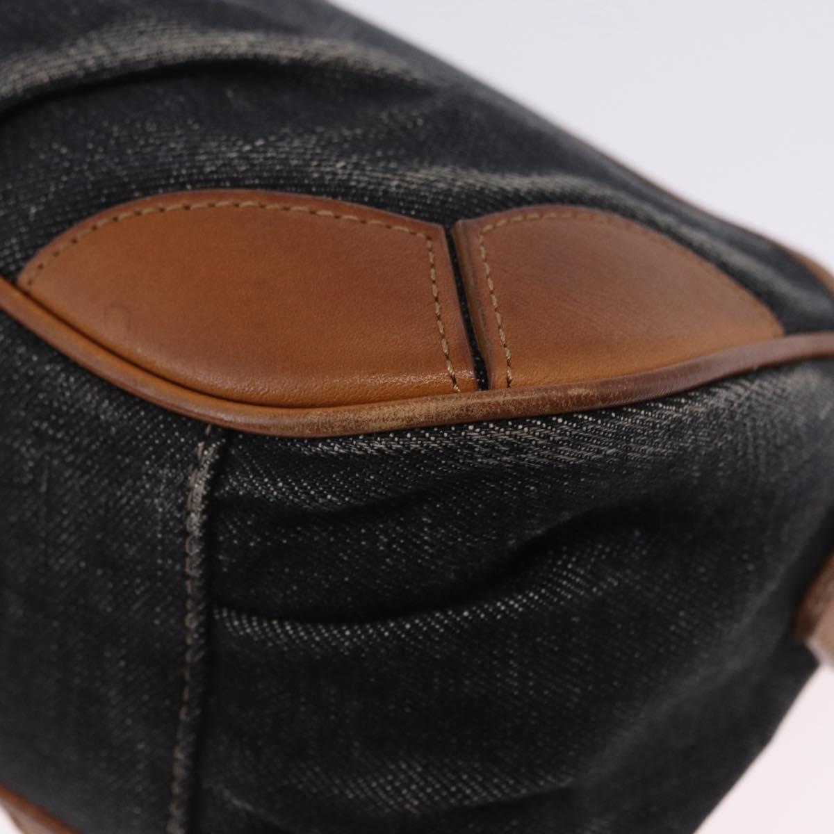 BURBERRY Blue Label Shoulder Bag Denim Navy Gold Auth 202980