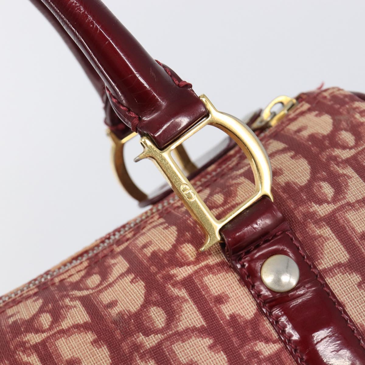 Christian Dior Trotter Canvas Boston Bag PVC Red Gold Auth 202981