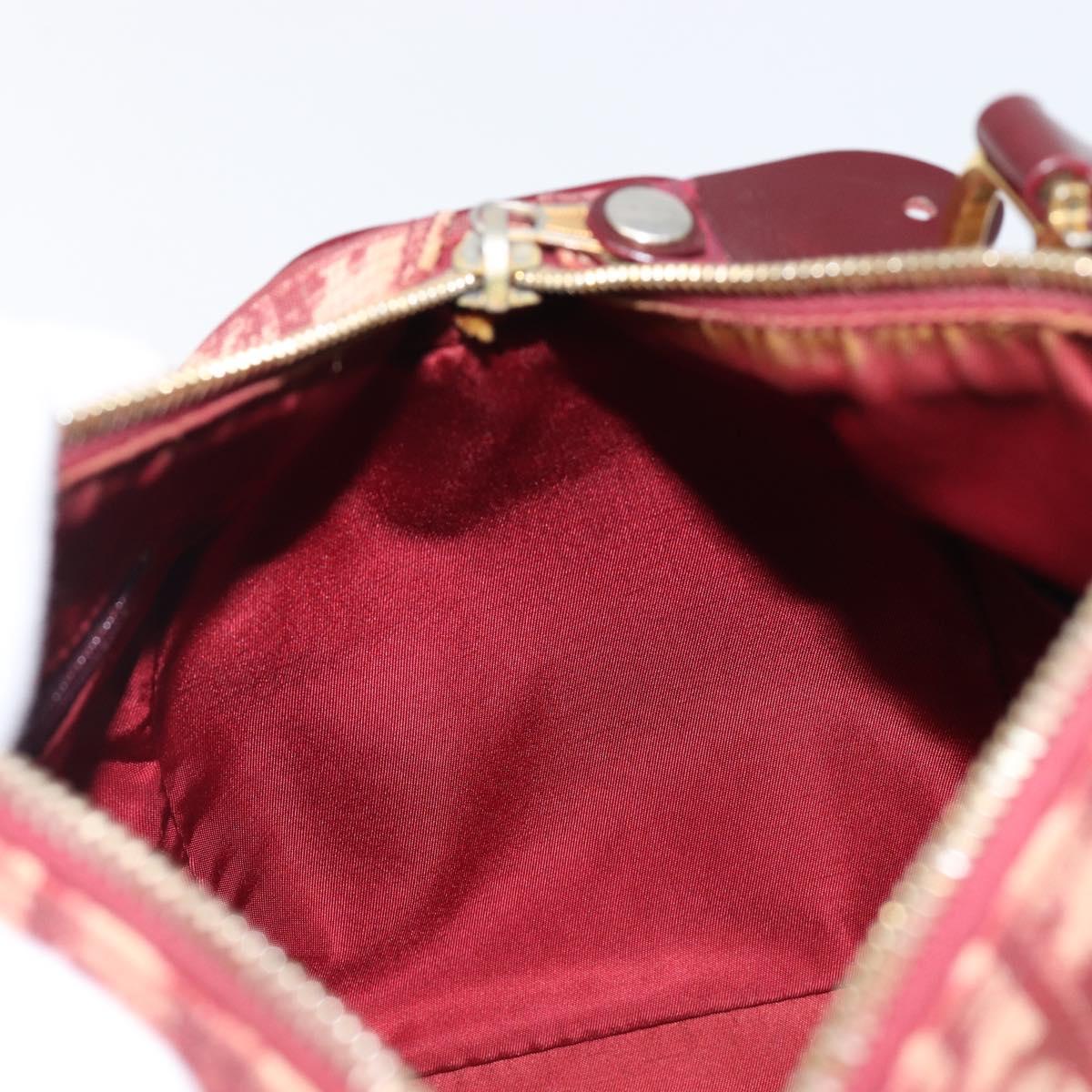 Christian Dior Trotter Canvas Boston Bag PVC Red Gold Auth 202981