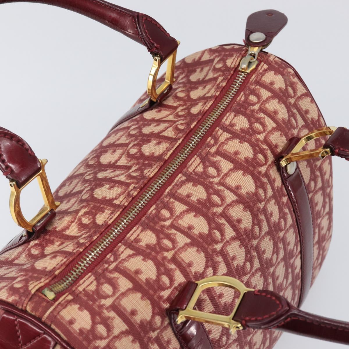 Christian Dior Trotter Canvas Boston Bag PVC Red Gold Auth 202981