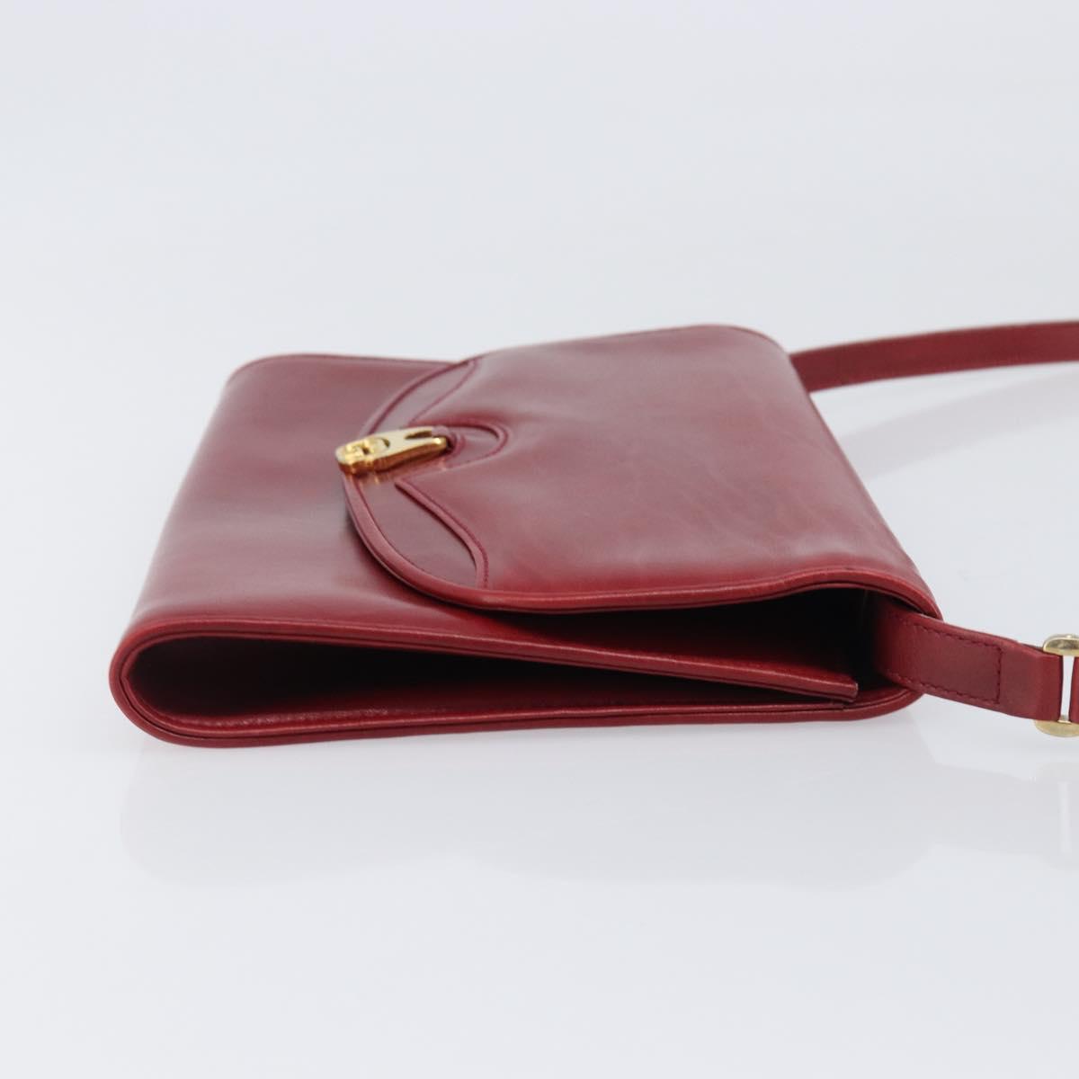 GUCCI Interlocking G Shoulder Bag Leather Red Gold 121546 Auth 202982