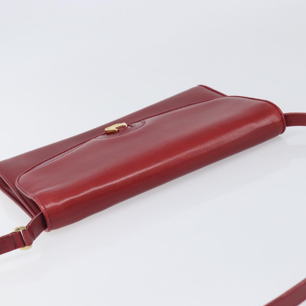 GUCCI Interlocking G Shoulder Bag Leather Red Gold 121546 Auth 202982