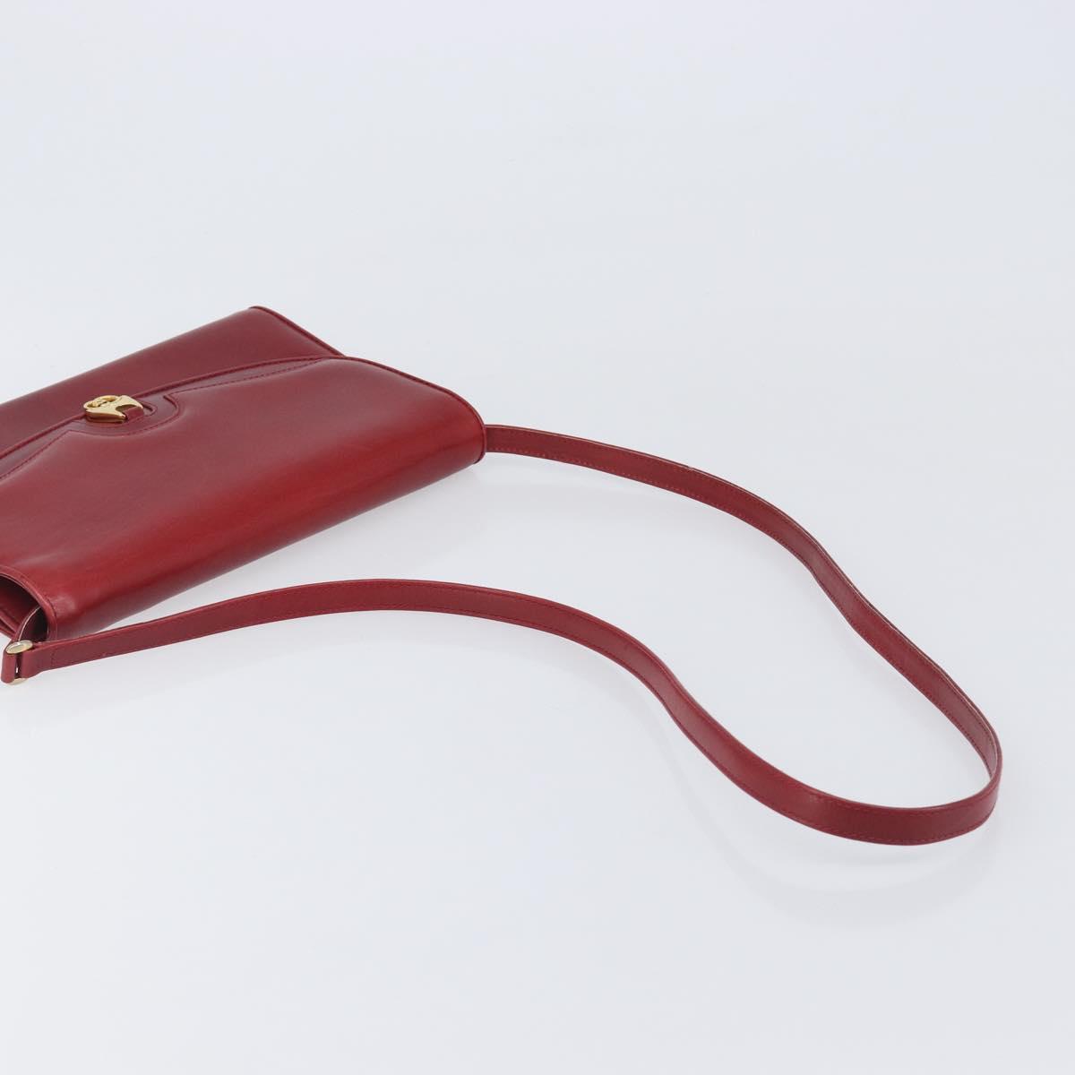 GUCCI Interlocking G Shoulder Bag Leather Red Gold 121546 Auth 202982