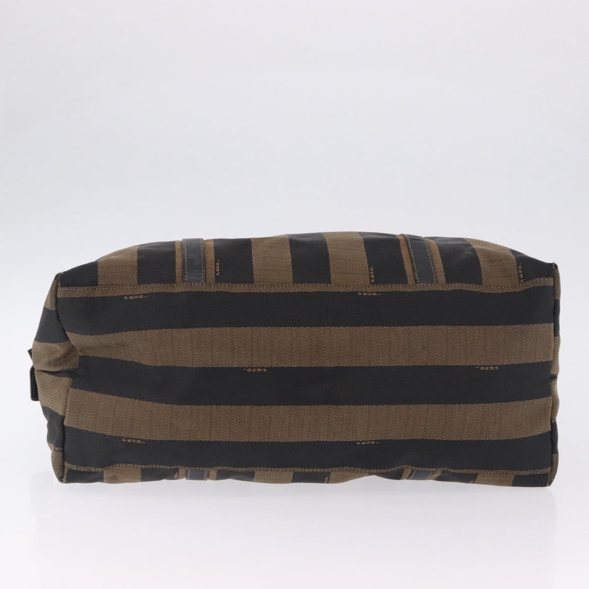FENDI Pecan Canvas Tote Bag Brown Black Auth 202984