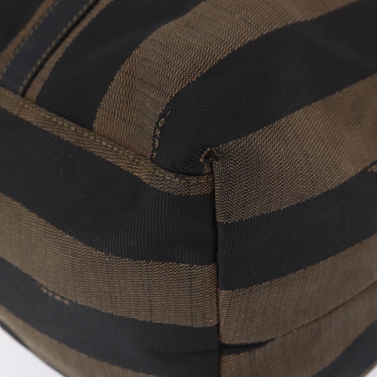 FENDI Pecan Canvas Tote Bag Brown Black Auth 202984