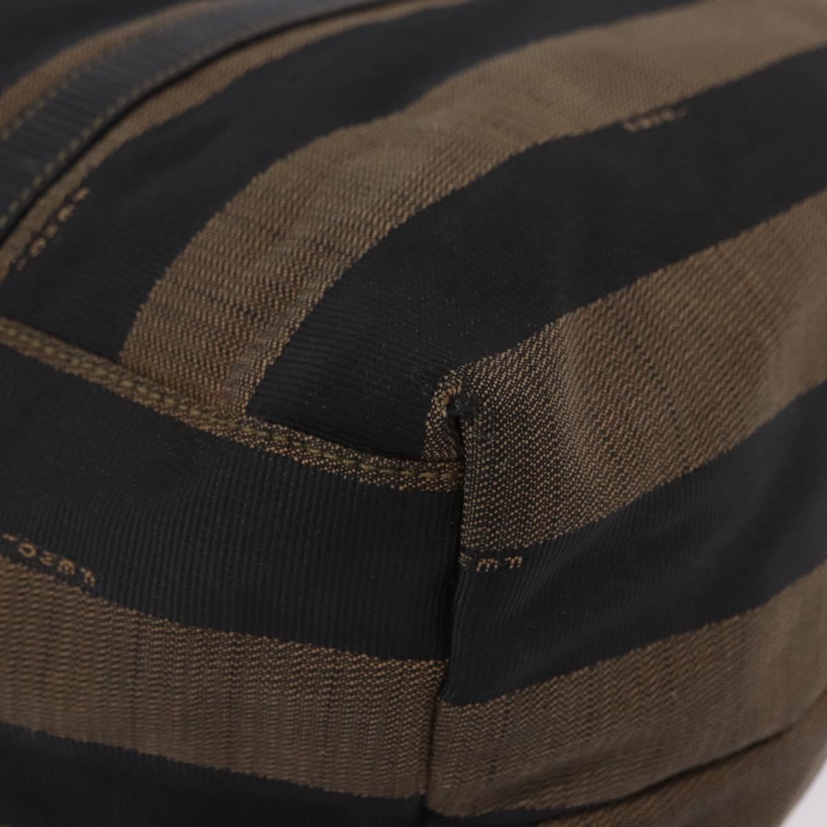 FENDI Pecan Canvas Tote Bag Brown Black Auth 202984
