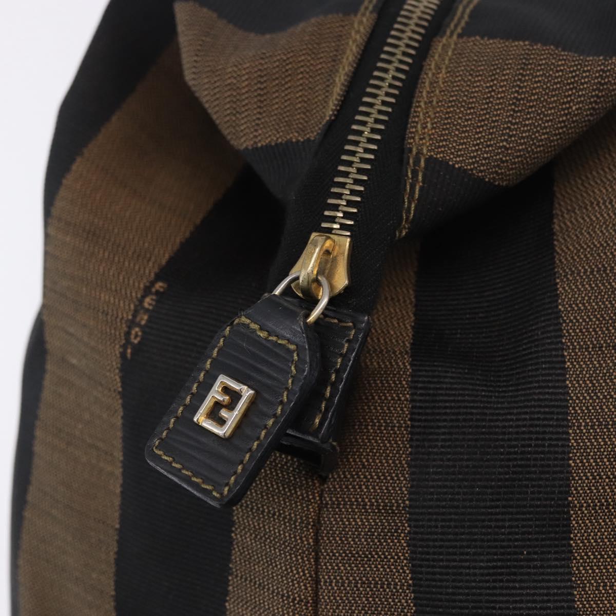 FENDI Pecan Canvas Tote Bag Brown Black Auth 202984