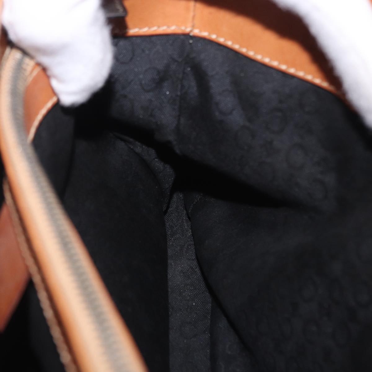 CELINE C Macadam Canvas Hand Bag Suede Black Silver Auth 202985