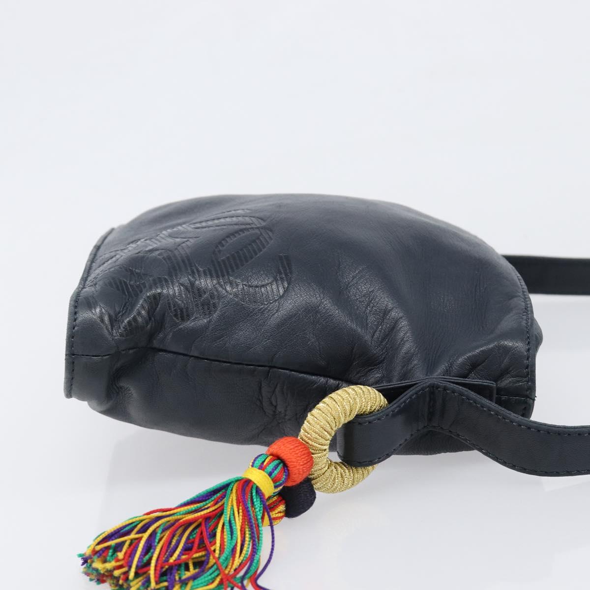 LOEWE Flamenco Shoulder Bag Leather Black Auth 202986A