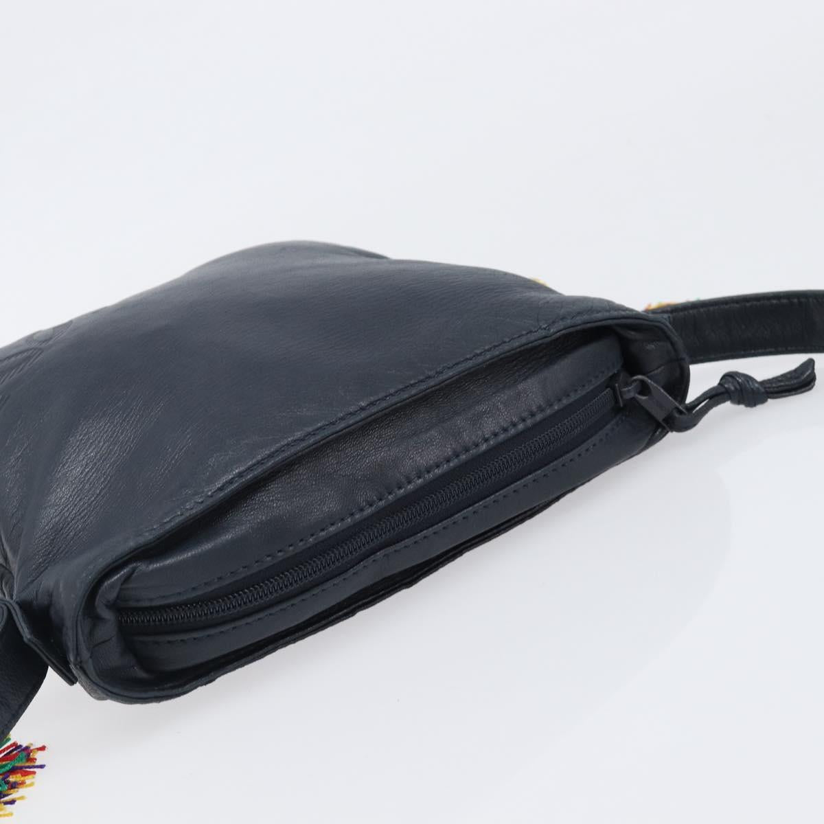 LOEWE Flamenco Shoulder Bag Leather Black Auth 202986A