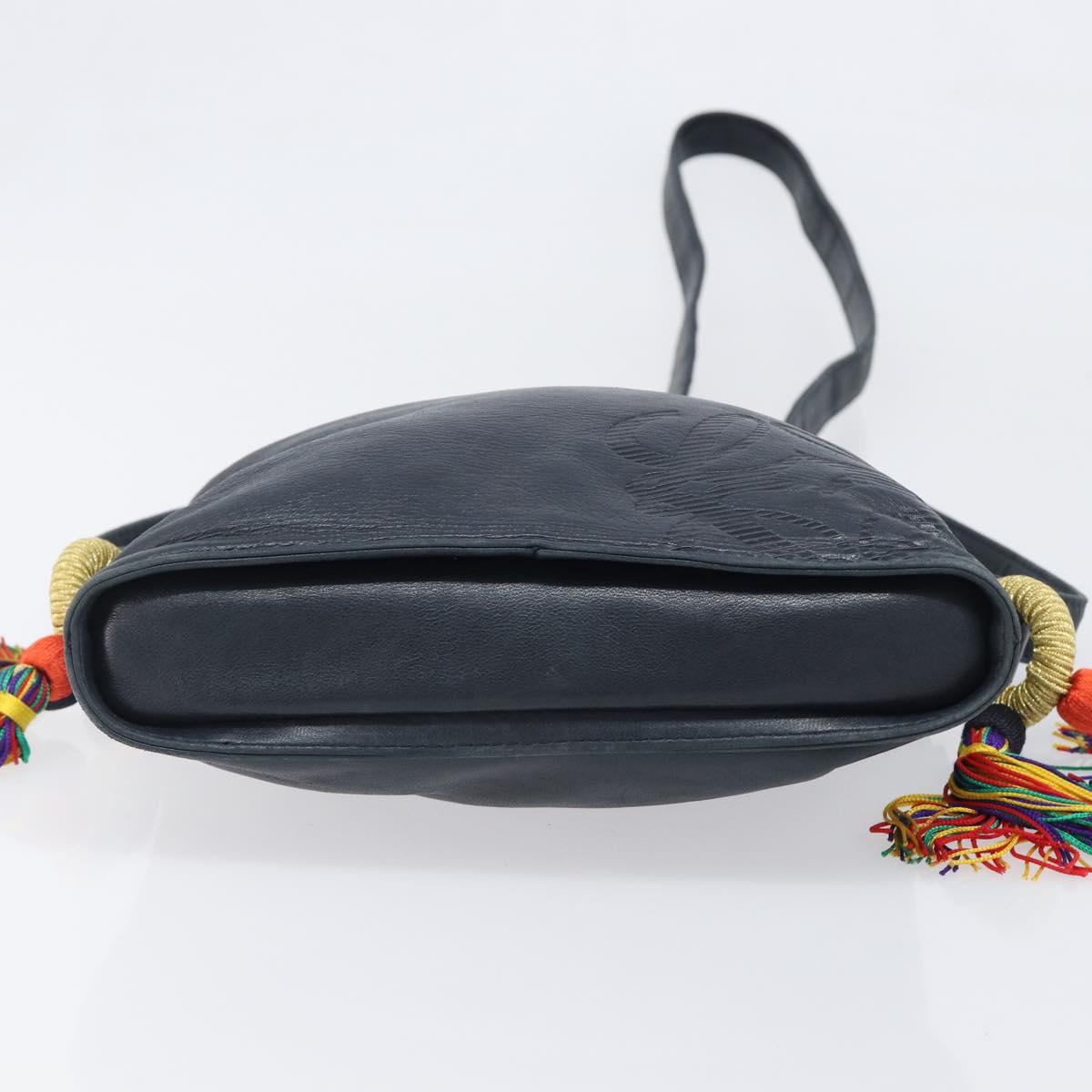 LOEWE Flamenco Shoulder Bag Leather Black Auth 202986A