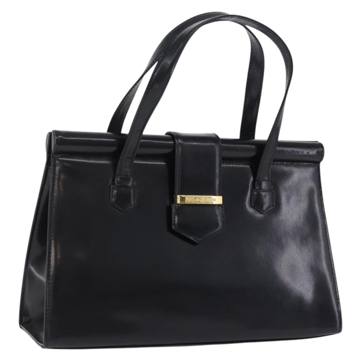 SAINT LAURENT Hand Bag Leather Black Gold 311210 Auth 202987