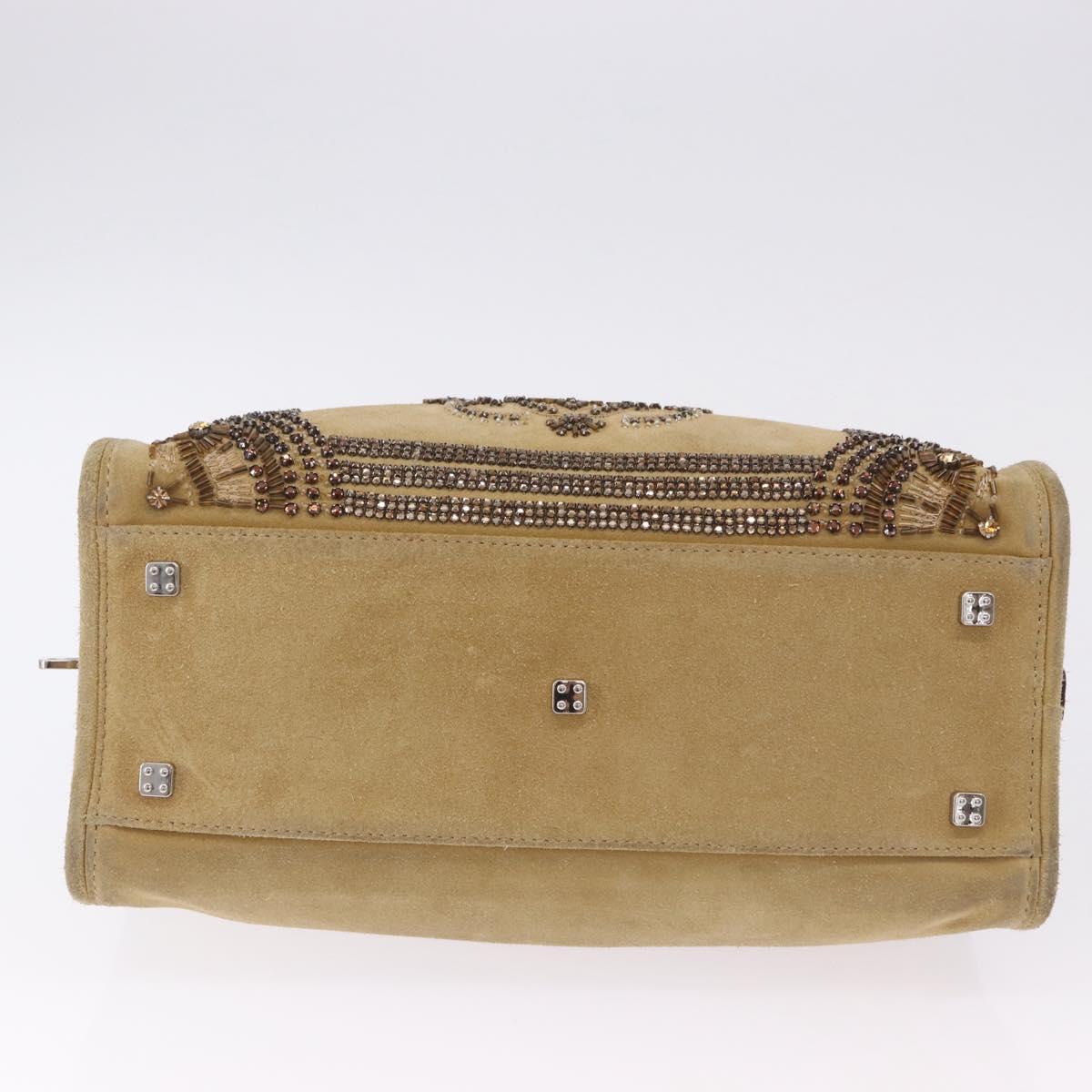 LOEWE Amazona 30 Hand Bag Suede Beige Silver Auth 202990V
