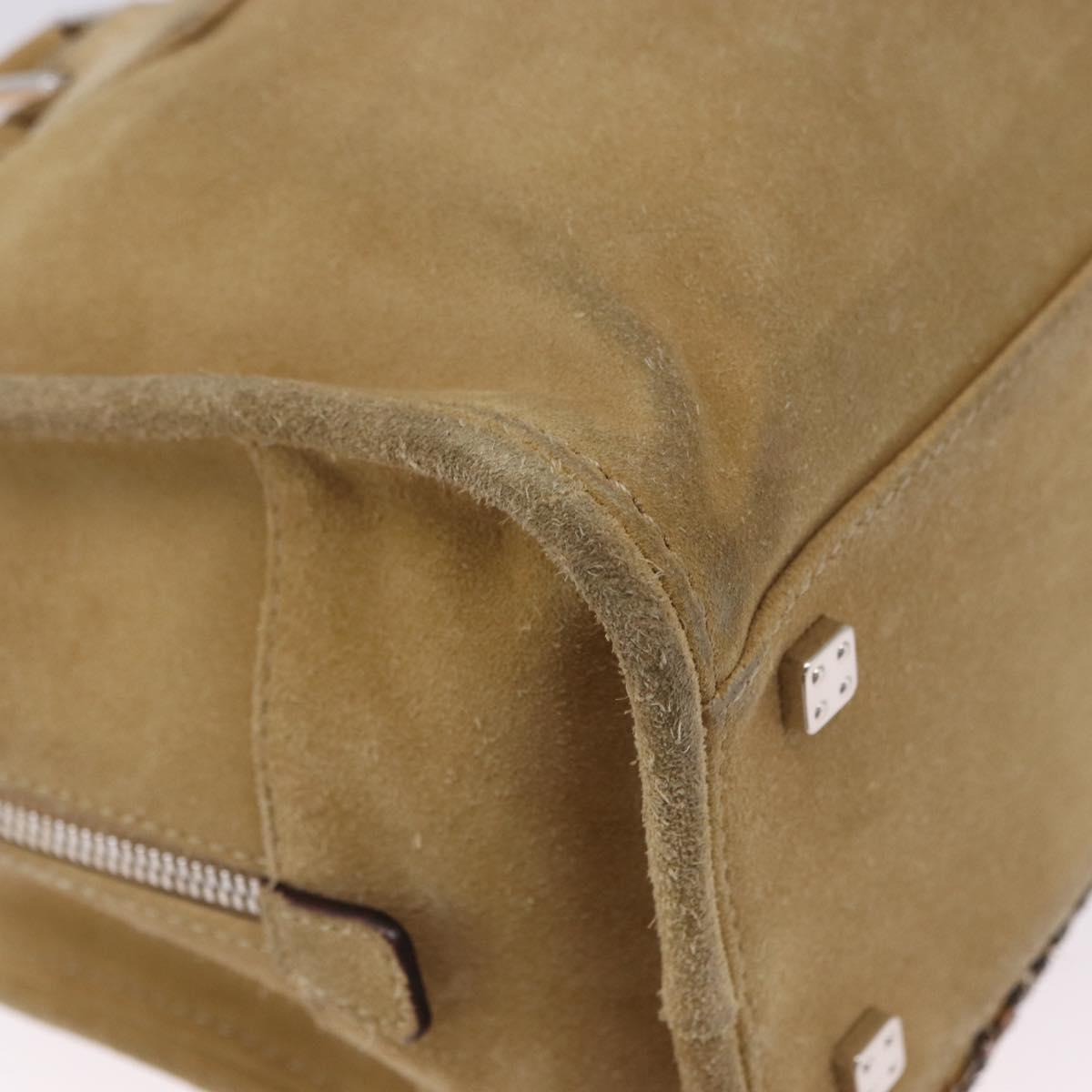 LOEWE Amazona 30 Hand Bag Suede Beige Silver Auth 202990V